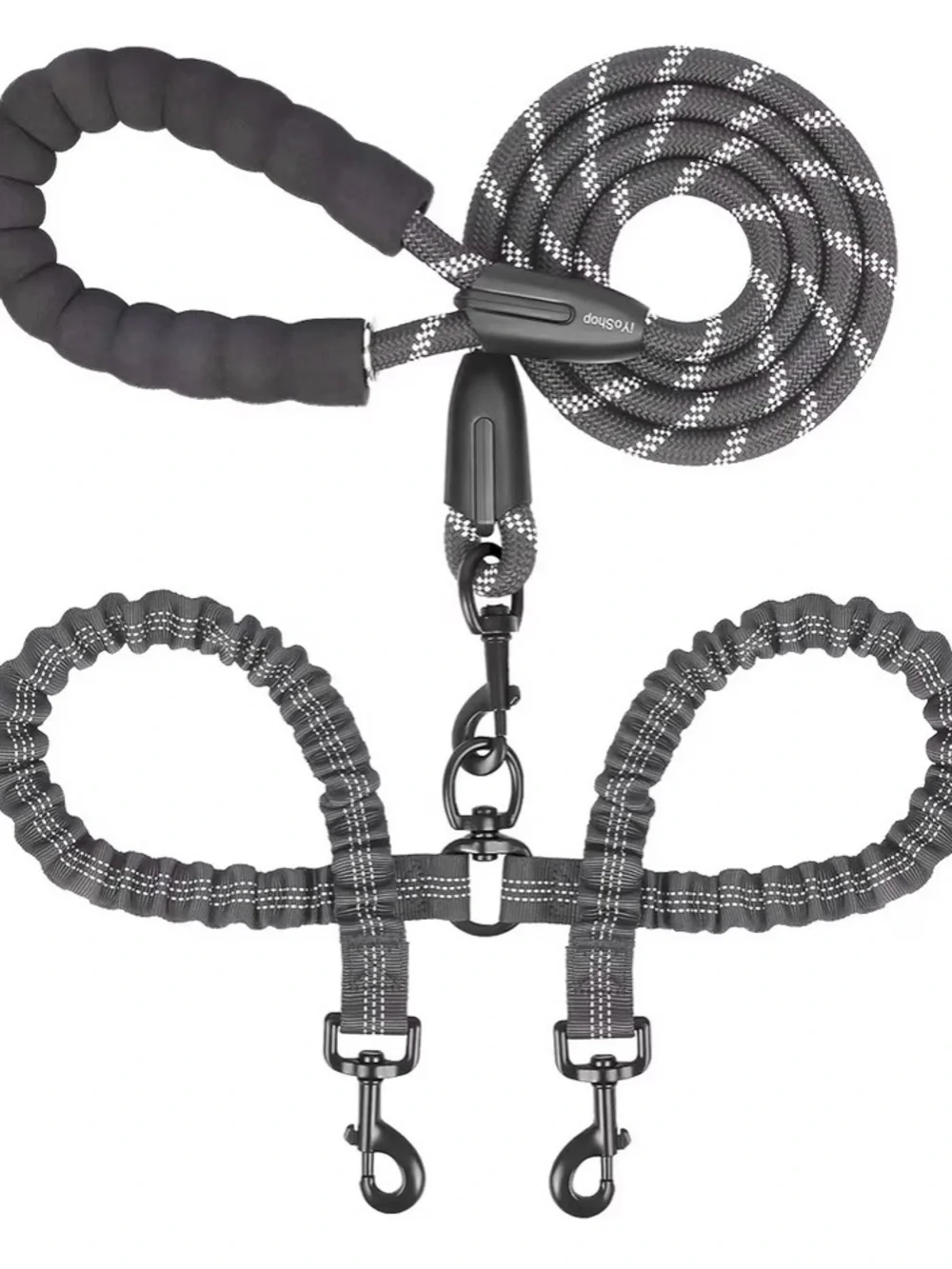 Black Dual Dog Leash - Large